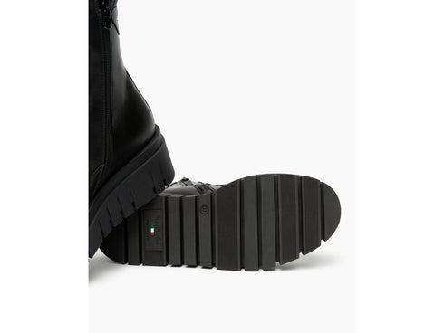 NeroGiardini Women's Black Leather Winter Platform Ankle Boots