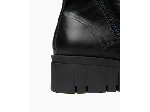 NeroGiardini Women's Black Leather Winter Platform Ankle Boots