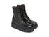 NeroGiardini Women's Black Leather Winter Platform Ankle Boots