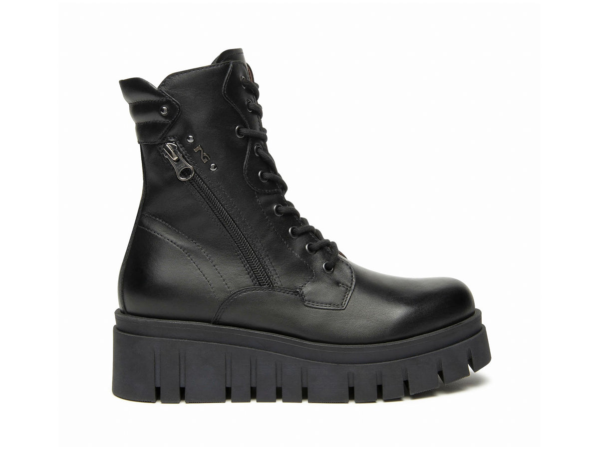 Anfibi Platform NeroGiardini Donna Pelle Nera Made in Italy