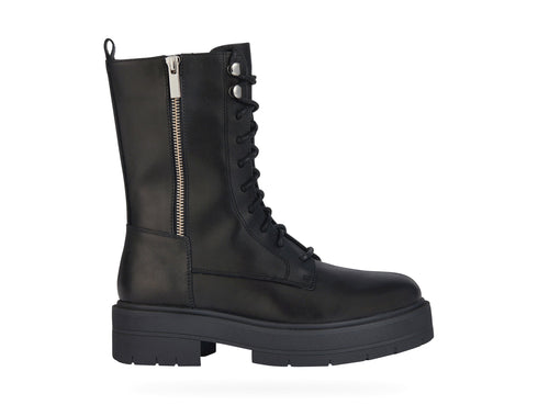 Geox Anfibi Donna Spherica Invernali Platform Tomaia Pelle Nera D36VDJ