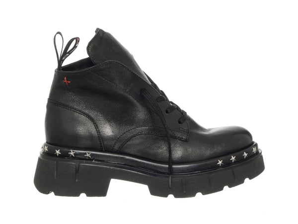 Gio+ CORA08 Anfibi Made in Italy Suola Platform Tomaia Pelle Nera