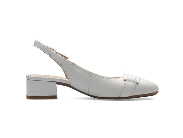 Ara Graz Slingback Comfort Tacco Basso Tomaia Pelle Bianca 20404-05