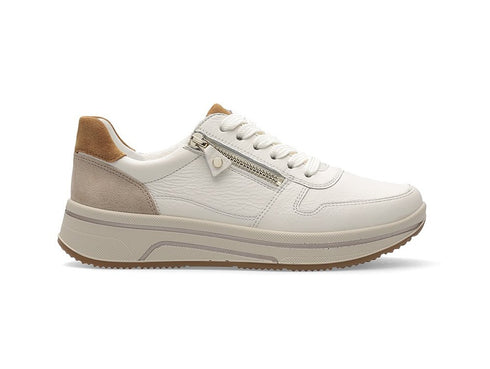 Ara Sapporo Scarpe Comfort Donna Stringate Zip in Pelle Bianca Avorio 27540-45h
