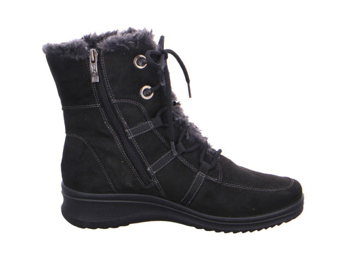 Ara Munchen Stivaletti Invernali Goretex Lacci con Zip Camoscio Nero 48554