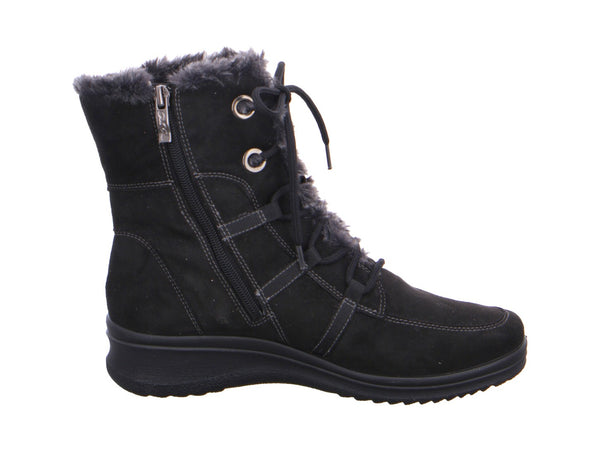 Ara Munchen Stivaletti Invernali Goretex Lacci con Zip Camoscio Nero 48554