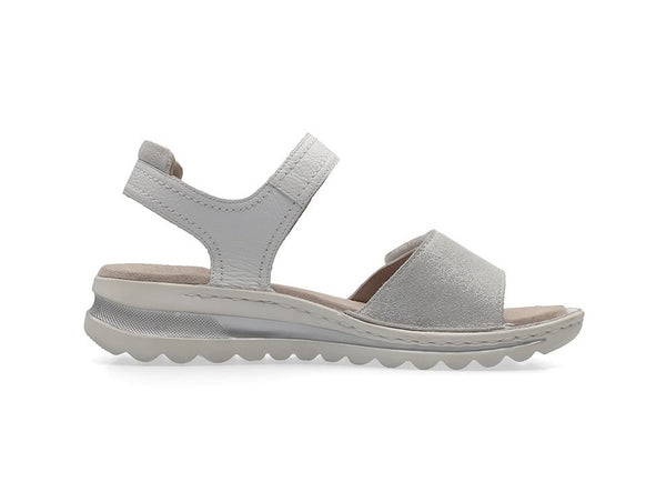 Ara Sandali Tampa Casual Comfort 2 Strappi Zeppa Tomaia Pelle Bianco Argento 47207-13G