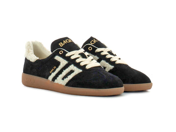 Back 70 Sneaker Cloud in Suede Nero con Dettagli Teddy