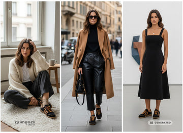 Back 70 Sneaker Cloud Teddy in Bouclé Nero e Pelle Cuoio Look 2 - AI-Generated Model