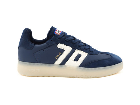 Back 70 Sneaker Boston Uomo in Pelle e Suede Blu con Suola Ice A08
