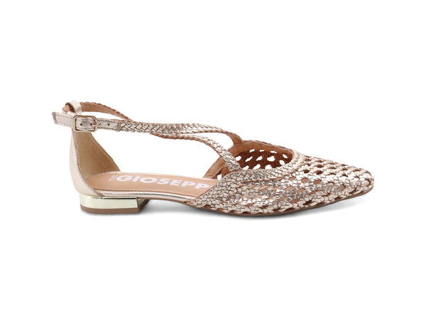 Gioseppo Ballerine Leskovic Comode in Pelle Intrecciata Platino 71180