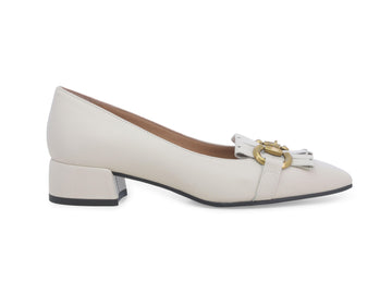 Melluso Ballerine Accollate con Morsetto e Frangia Tomaia Pelle Bianco Avorio V5342-239277