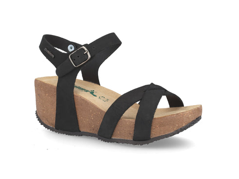 BioNatura 24 Fregene Sandalo Zeppa Donna Nabuk Made in Italy