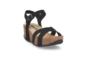 BioNatura 24 Fregene Sandalo Zeppa Donna Nabuk Made in Italy