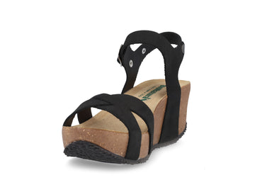 BioNatura 24 Fregene Sandalo Zeppa Donna Nabuk Made in Italy