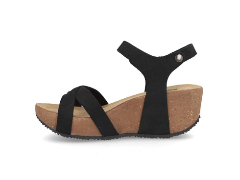 BioNatura 24 Fregene Sandalo Zeppa Donna Nabuk Made in Italy