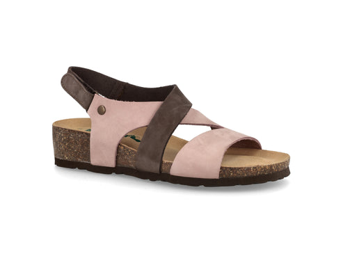 Bionatura Sandalo Bicolore con Zeppa Strappo Tomaia Nabuk