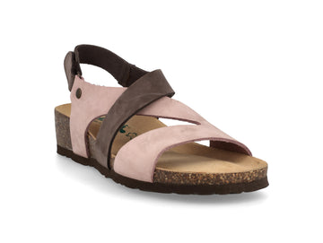 Bionatura Sandalo Bicolore con Zeppa Strappo Tomaia Nabuk