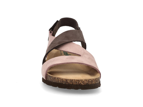 Bionatura Sandalo Bicolore con Zeppa Strappo Tomaia Nabuk