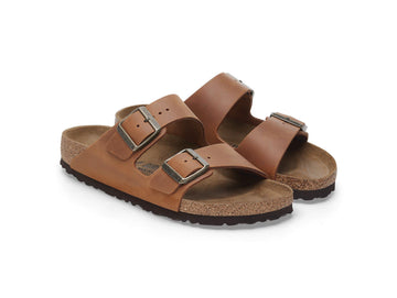 Birkenstock Women's Arizona Oiled Nubuck Leather Sandals Cognac
