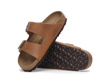Birkenstock Women's Arizona Oiled Nubuck Leather Sandals Cognac