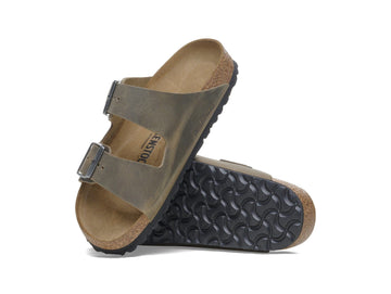 Birkenstock Men's Arizona Sandals in Faded Khaki Oiled Nubuck Leather