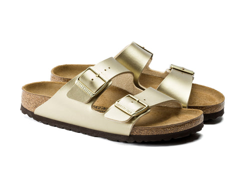 Birkenstock Woman Arizona Summer Slippers two Gold Buckles