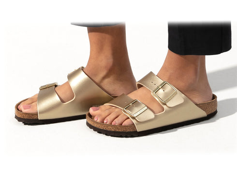 Birkenstock Woman Arizona Summer Slippers two Gold Buckles