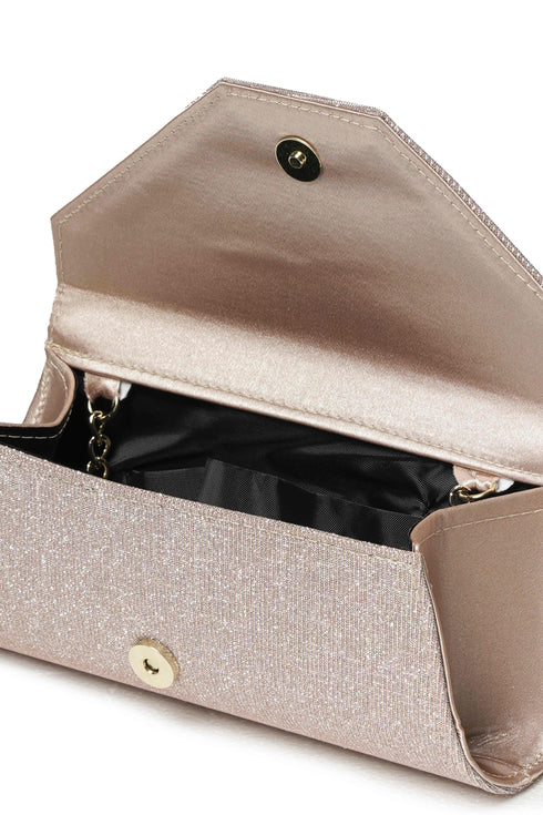 Melluso Clutch Elegante in Tessuto Glitterato Rosa