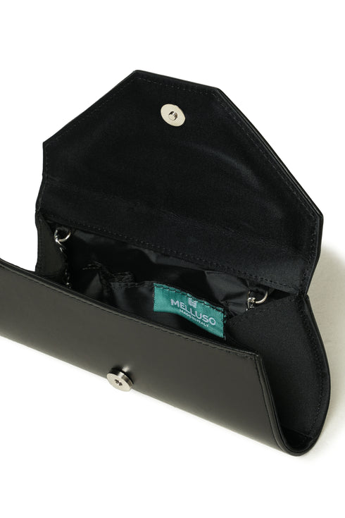 Melluso Donna Pochette a Busta in Pelle Nera con Catena