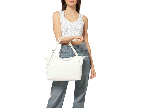 Melluso Borsa a Spalla Morbida in Pelle Bianca