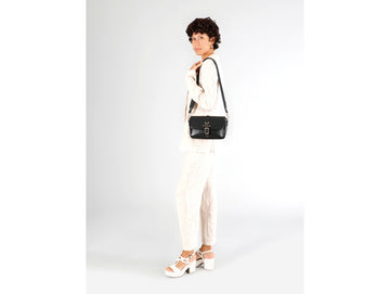 CafèNoir Black shoulder bag with flap and visible logo