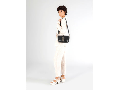 CafèNoir Black shoulder bag with flap and visible logo