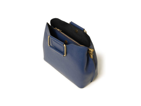 Melluso Donna Borsa a Mano Strutturata in Pelle Blu