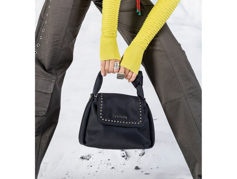 Victoria Mini Studded Nylon Shoulder Bag