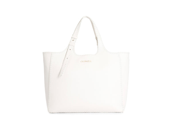 CafèNoir Shopping Bag con Cuciture Decorative Bianca