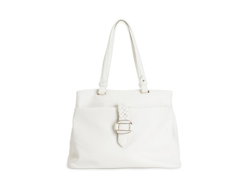 CafèNoir Shopping Bag Bianca con Passante a Treccia C3NC0803-W001