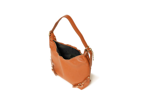 Melluso Tan Leather Hobo Bag with Gold Details
