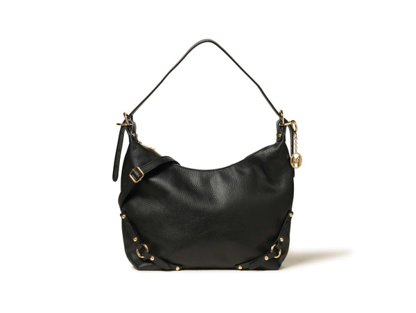 Melluso Borsa Hobo in Pelle Nera con Dettagli Dorati BOR558-245455