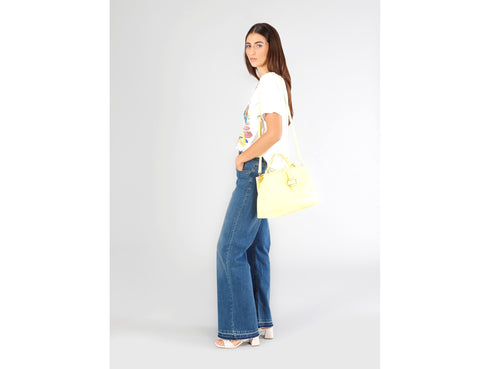 CafèNoir Soft Yellow Handbag with Braided Handle