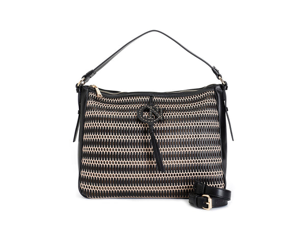 CafèNoir Shopping Bag con Dettaglio in Rete e Infilatura Nero C3WB0806-N001