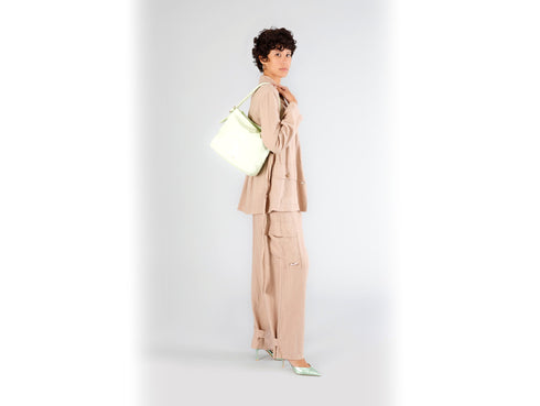 CafèNoir Sacca a Spalla Verde Salvia con Manico a Treccia