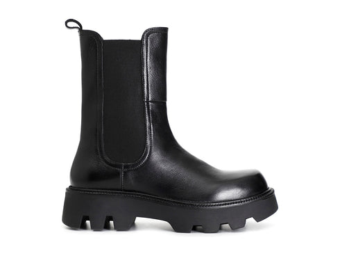 CafèNoir Stivaletti Invernali Chelsea Carrarmato Tomaia Pelle Nera C1FD1302-N001