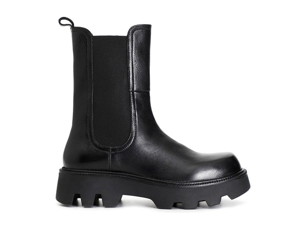 CafèNoir Stivaletti Invernali Chelsea Carrarmato Tomaia Pelle Nera C1FD1302-N001