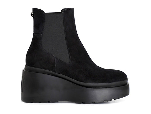 CafèNoir Stivaletti Chelsea con Zeppa Tomaia Pelle Scamosciata Nera C1HB6101-N001