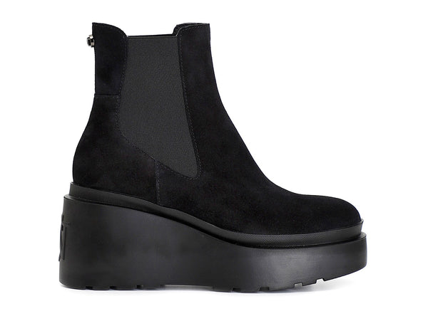 CafèNoir Stivaletti Chelsea con Zeppa Tomaia Pelle Scamosciata Nera C1HB6101-N001