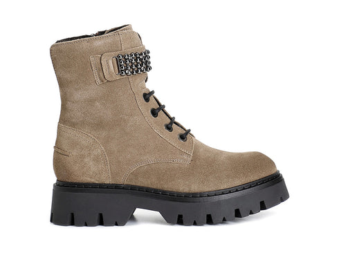 CafèNoir Anfibi Invernali Donna Stile Contemporaneo in Camoscio Beige C1FC6004-M073