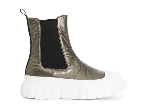 CafèNoir Stivaletti Invernali Chelsea Casual in Tessuto Laminato Grigio C1DM9123-X002