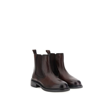 CafèNoir Women's Chelsea Boot with Elastic Band in Dark Brown Leather