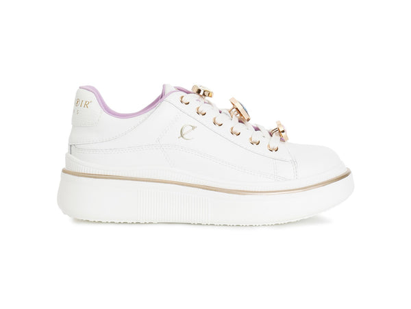CafèNoir donna sneaker in pelle con accessori strass tacco medio
